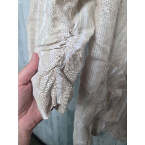 Ellen Tracy Striped Lagenlook Linen Viscose One Button Blazer Sz L - Picture 6 of 8